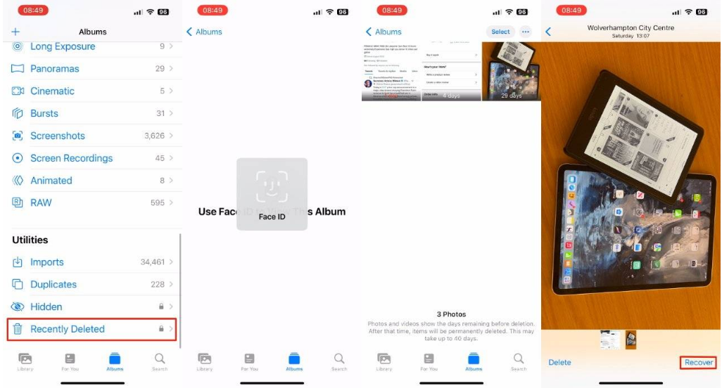左云苹果14维修分享 iPhone14 上恢复已删除的照片 