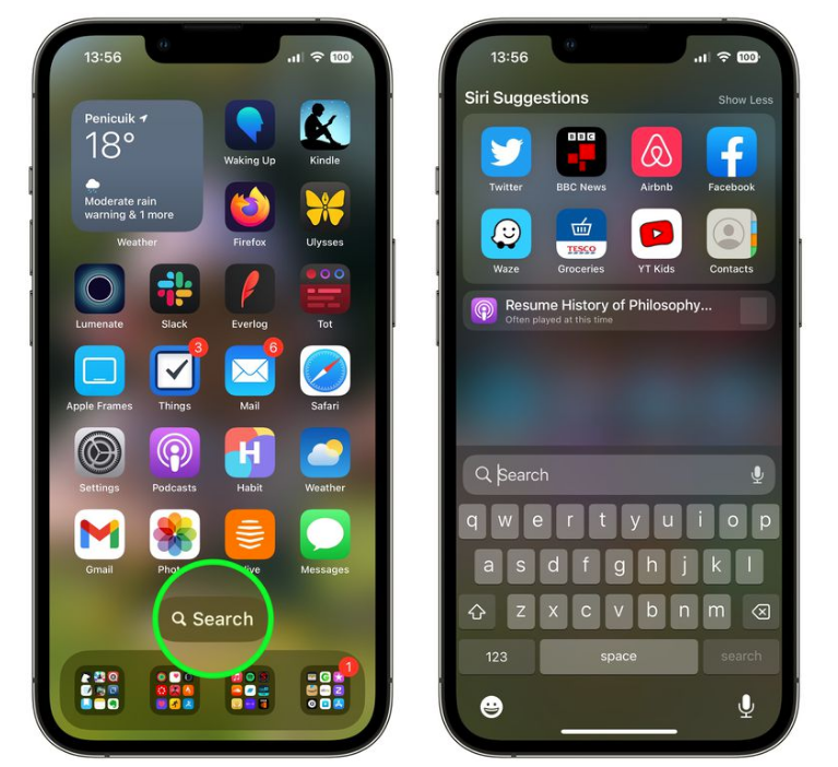 左云苹果手机维修分享升级到 iOS 16 后，如何删除主屏幕上的搜索按钮 